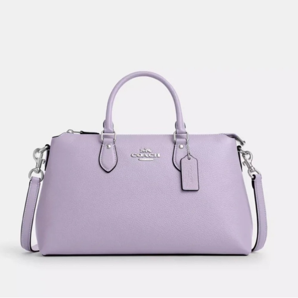 Coach Leather Georgia Satchel – Silver/Lilac (Style CR156)